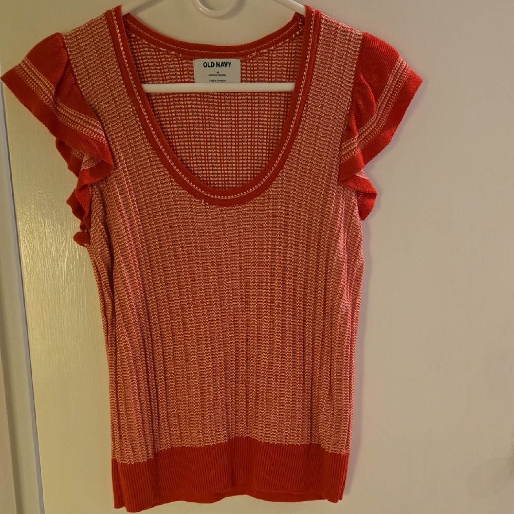 Old Navy Red Ruffle Sleeve Blouse